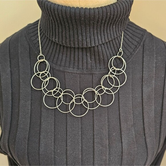 Silver Chain Necklace with Silver Linking Hoops 18" With 3" Extender - Picture 2 of 3